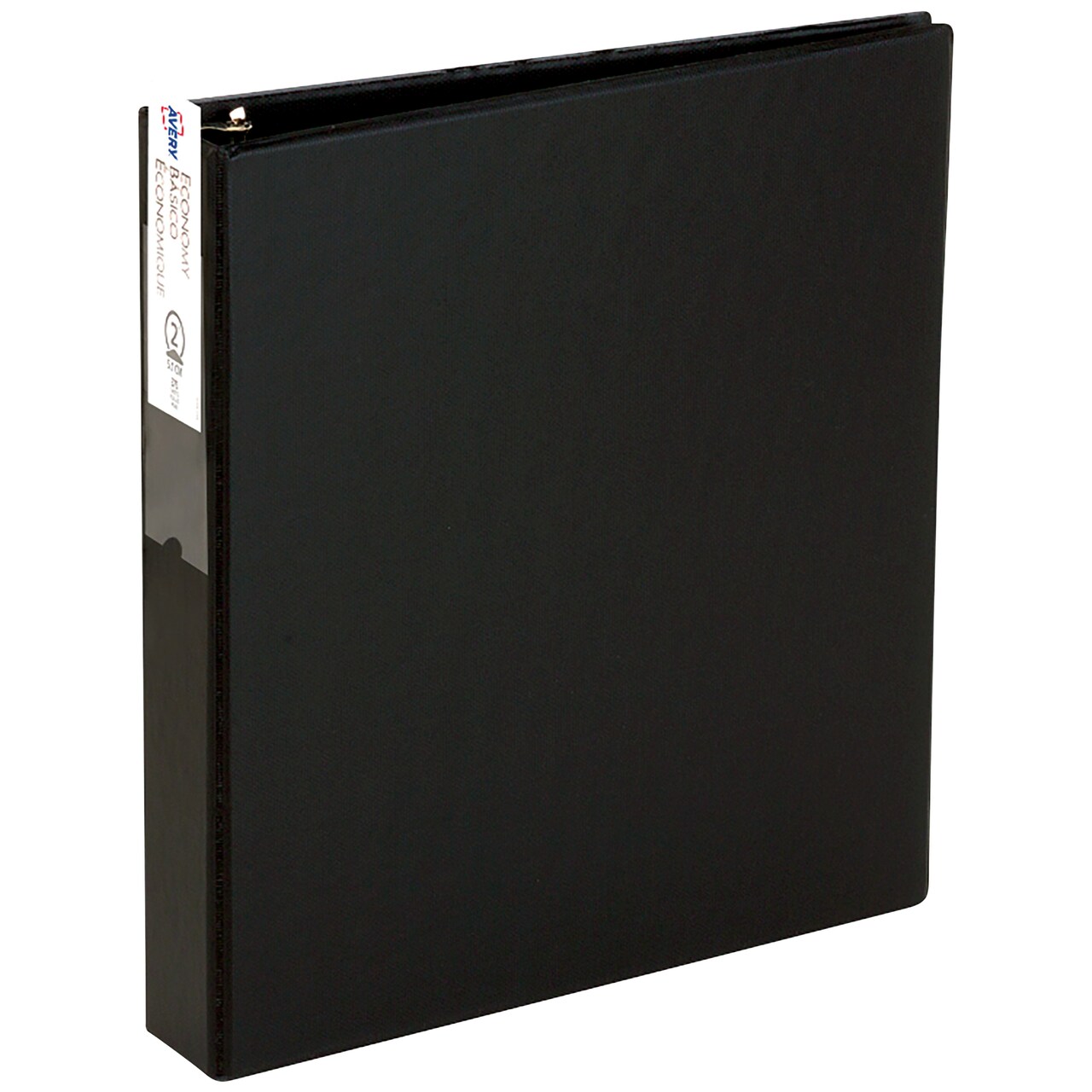Avery Standard 3 Ring Binder with Label Holder, 3" Round Rings, 460-Sheet Capacity, 3.5 Inch Wide Spine, 1 Black Binder, Ideal for Lightweight Organization and Occasional Referencing (04601)